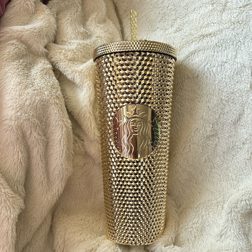 Gold chrome studded, 24 ounce Starbucks Tumblr